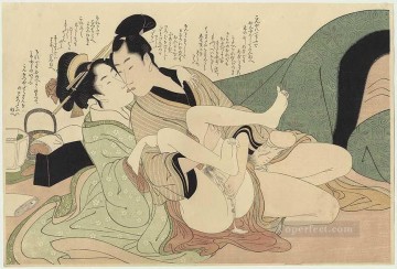 catharina hooft with her nurse Painting - Young courtesan with her lover Kitagawa Utamaro Sexual